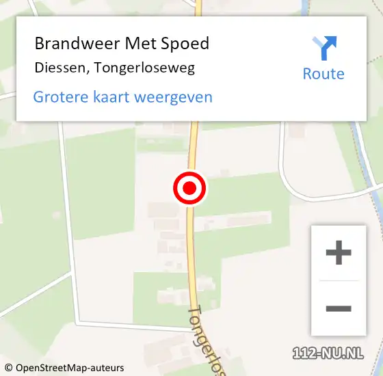 Locatie op kaart van de 112 melding: Brandweer Met Spoed Naar Diessen, Tongerloseweg op 1 november 2017 19:31