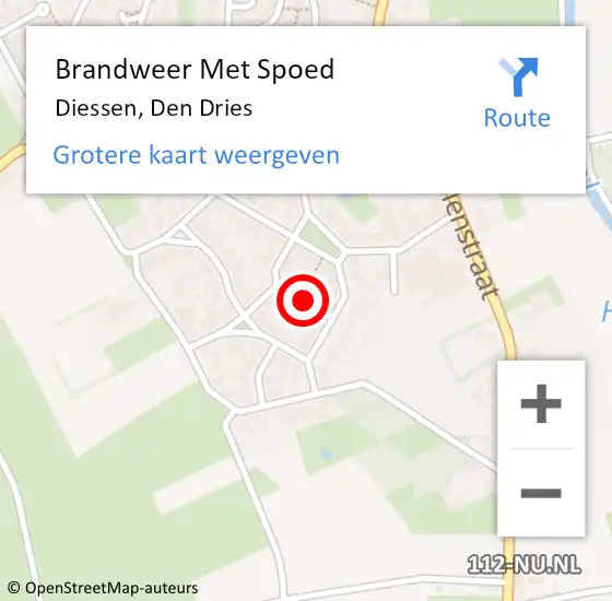 Locatie op kaart van de 112 melding: Brandweer Met Spoed Naar Diessen, Den Dries op 1 november 2017 19:31