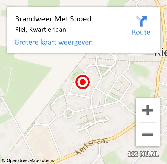 Locatie op kaart van de 112 melding: Brandweer Met Spoed Naar Riel, Kwartierlaan op 1 november 2017 19:35