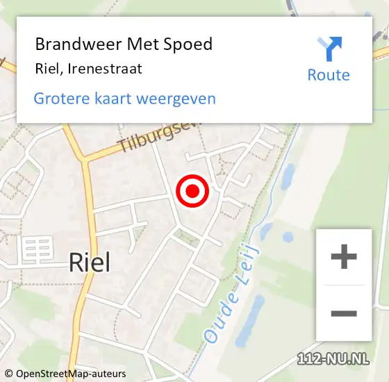 Locatie op kaart van de 112 melding: Brandweer Met Spoed Naar Riel, Irenestraat op 1 november 2017 19:35