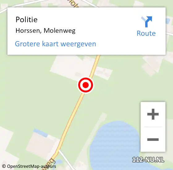 Locatie op kaart van de 112 melding: Politie Horssen, Molenweg op 1 november 2017 20:10