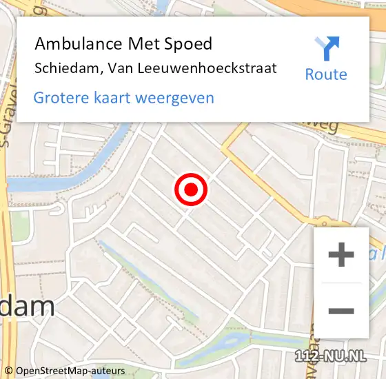 Locatie op kaart van de 112 melding: Ambulance Met Spoed Naar Schiedam, Van Leeuwenhoeckstraat op 1 november 2017 21:22