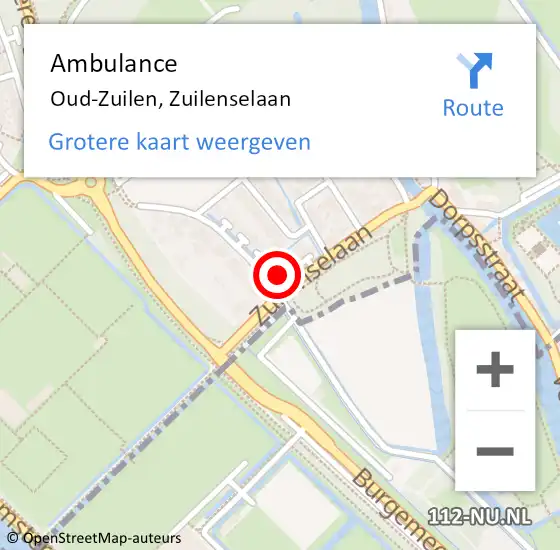 Locatie op kaart van de 112 melding: Ambulance Oud-Zuilen, Zuilenselaan op 1 november 2017 22:00