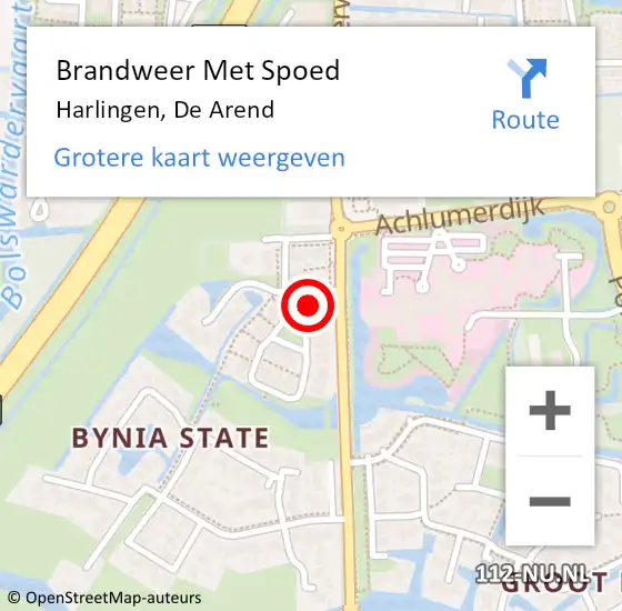 Locatie op kaart van de 112 melding: Brandweer Met Spoed Naar Harlingen, De Arend op 1 november 2017 22:19