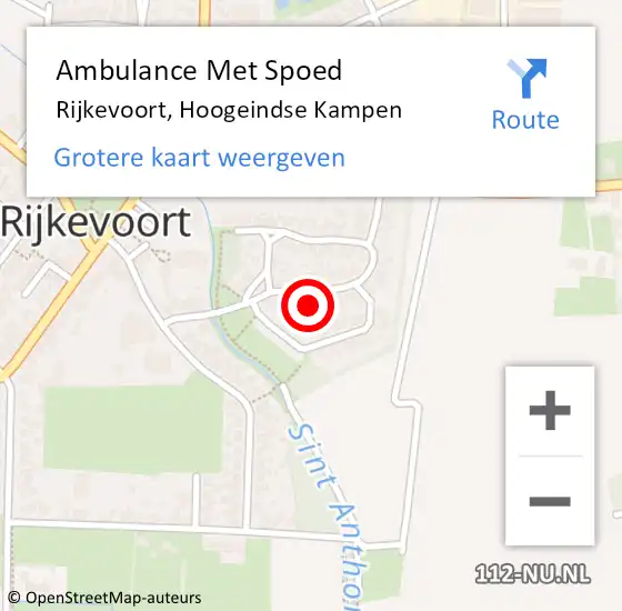 Locatie op kaart van de 112 melding: Ambulance Met Spoed Naar Rijkevoort, Hoogeindse Kampen op 2 november 2017 00:15