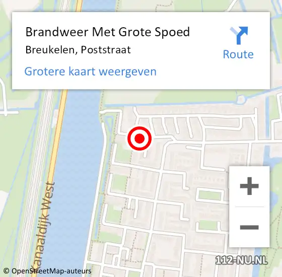 Locatie op kaart van de 112 melding: Brandweer Met Grote Spoed Naar Breukelen, Poststraat op 2 november 2017 00:24