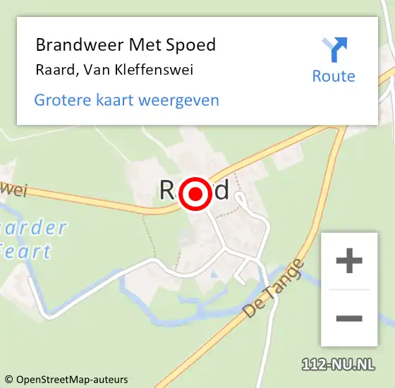 Locatie op kaart van de 112 melding: Brandweer Met Spoed Naar Raard, Van Kleffenswei op 2 november 2017 00:57