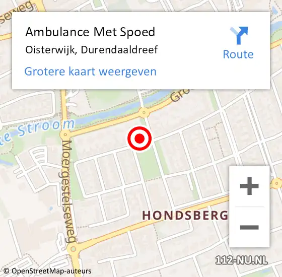 Locatie op kaart van de 112 melding: Ambulance Met Spoed Naar Oisterwijk, Durendaaldreef op 2 november 2017 01:17