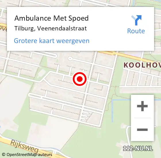 Locatie op kaart van de 112 melding: Ambulance Met Spoed Naar Tilburg, Veenendaalstraat op 2 november 2017 03:36