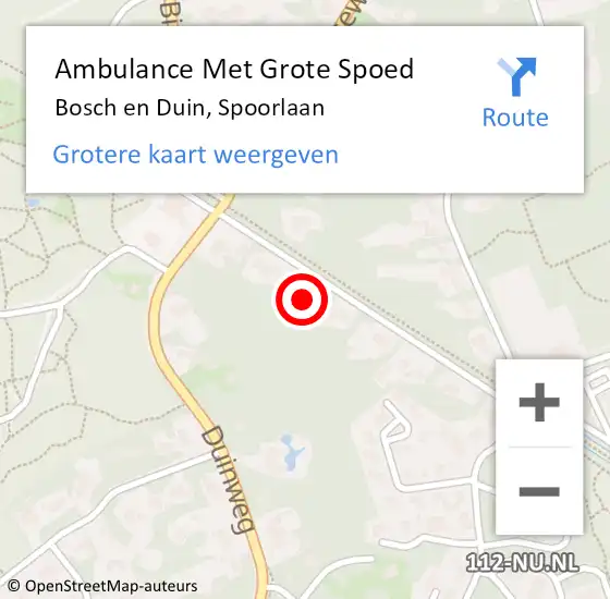 Locatie op kaart van de 112 melding: Ambulance Met Grote Spoed Naar Bosch en Duin, Spoorlaan op 2 november 2017 04:34