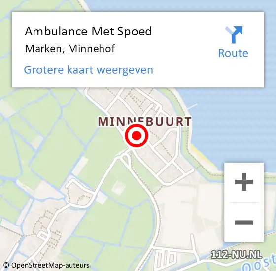 Locatie op kaart van de 112 melding: Ambulance Met Spoed Naar Marken, Minnehof op 2 november 2017 05:06