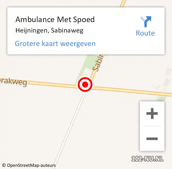 Locatie op kaart van de 112 melding: Ambulance Met Spoed Naar Heijningen, Sabinaweg op 2 november 2017 05:44