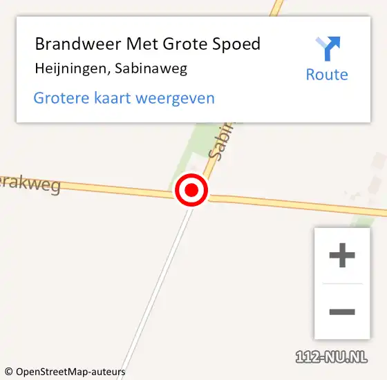 Locatie op kaart van de 112 melding: Brandweer Met Grote Spoed Naar Heijningen, Sabinaweg op 2 november 2017 05:46