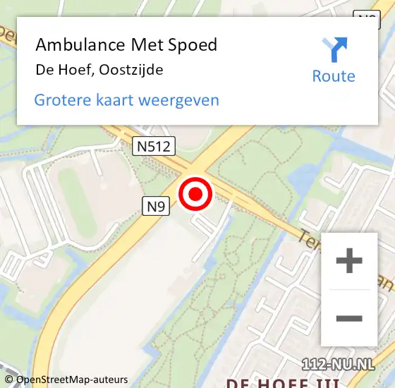 Locatie op kaart van de 112 melding: Ambulance Met Spoed Naar De Hoef, Oostzijde op 2 november 2017 07:04