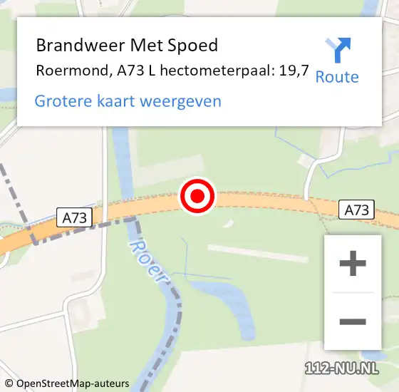 Locatie op kaart van de 112 melding: Brandweer Met Spoed Naar Roermond, A73 L hectometerpaal: 19,7 op 2 november 2017 07:09