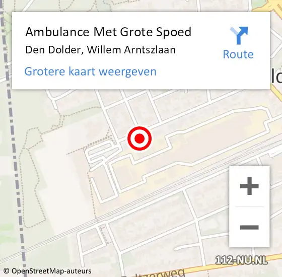 Locatie op kaart van de 112 melding: Ambulance Met Grote Spoed Naar Den Dolder, Willem Arntszlaan op 5 februari 2014 20:20