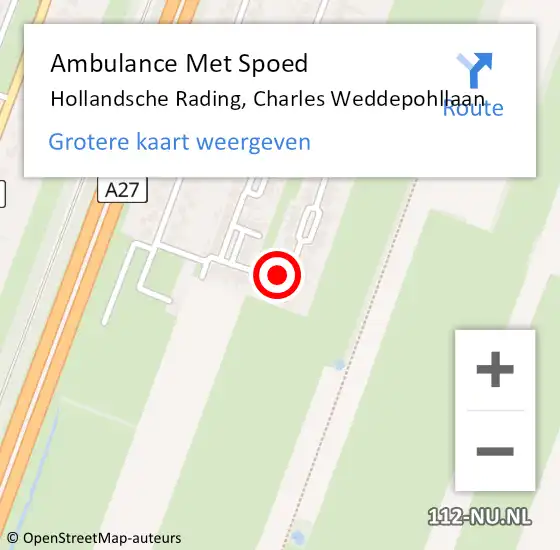Locatie op kaart van de 112 melding: Ambulance Met Spoed Naar Hollandsche Rading, Charles Weddepohllaan op 2 november 2017 07:30