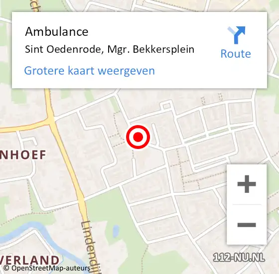 Locatie op kaart van de 112 melding: Ambulance Sint Oedenrode, Mgr. Bekkersplein op 2 november 2017 08:00