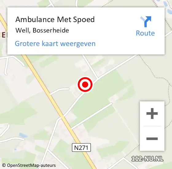 Locatie op kaart van de 112 melding: Ambulance Met Spoed Naar Well, Bosserheide op 2 november 2017 08:09