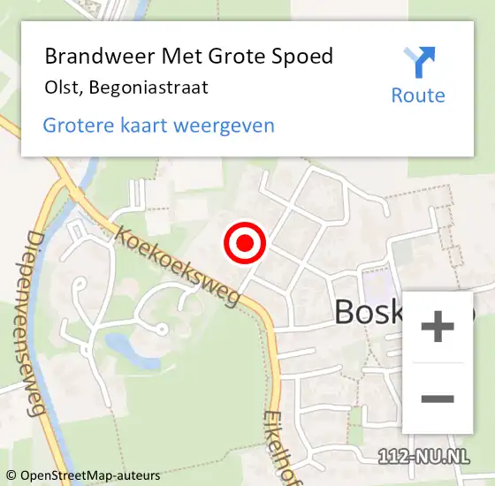 Locatie op kaart van de 112 melding: Brandweer Met Grote Spoed Naar Olst, Begoniastraat op 5 februari 2014 20:27