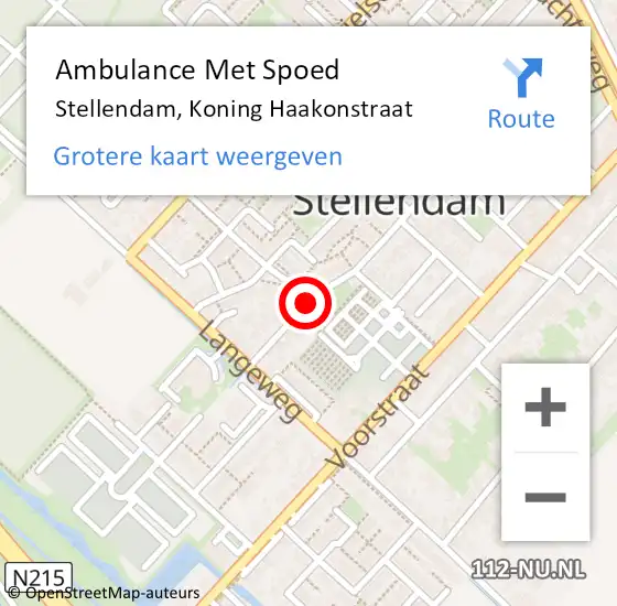 Locatie op kaart van de 112 melding: Ambulance Met Spoed Naar Stellendam, Koning Haakonstraat op 2 november 2017 08:38