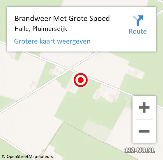 Locatie op kaart van de 112 melding: Brandweer Met Grote Spoed Naar Halle, Pluimersdijk op 2 november 2017 08:41