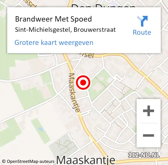 Locatie op kaart van de 112 melding: Brandweer Met Spoed Naar Sint-Michielsgestel, Brouwerstraat op 2 november 2017 09:04