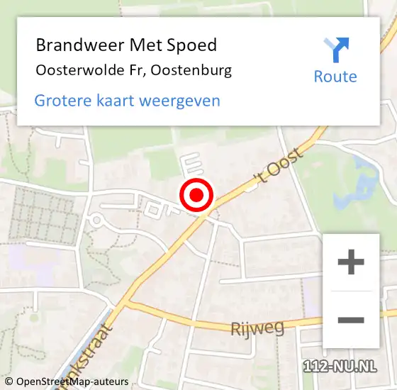 Locatie op kaart van de 112 melding: Brandweer Met Spoed Naar Oosterwolde Fr, Oostenburg op 2 november 2017 09:47