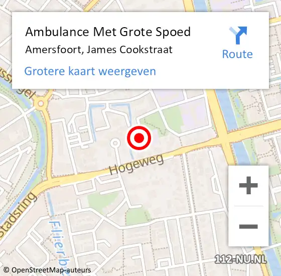 Locatie op kaart van de 112 melding: Ambulance Met Grote Spoed Naar Amersfoort, James Cookstraat op 2 november 2017 10:27