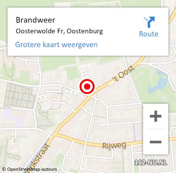 Locatie op kaart van de 112 melding: Brandweer Oosterwolde Fr, Oostenburg op 2 november 2017 10:27