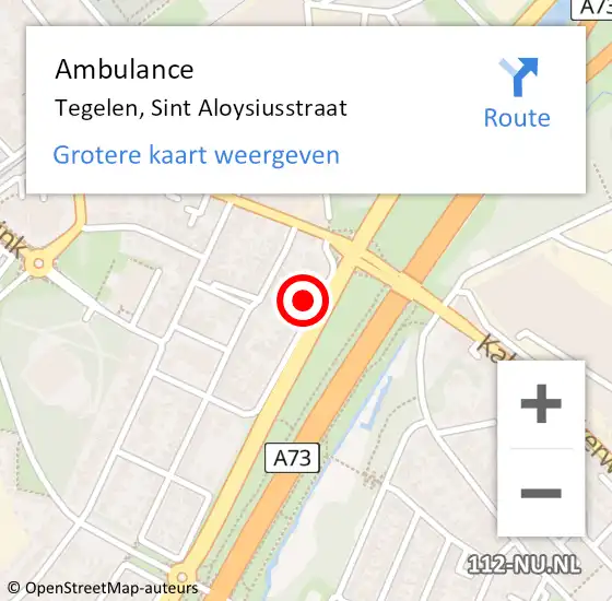 Locatie op kaart van de 112 melding: Ambulance Tegelen, Sint Aloysiusstraat op 2 november 2017 10:47