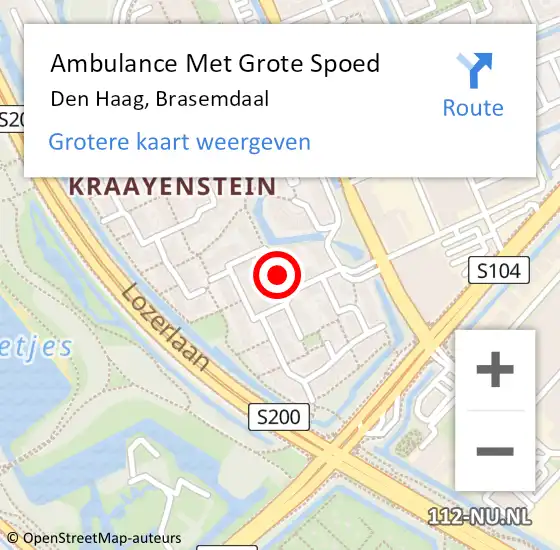 Locatie op kaart van de 112 melding: Ambulance Met Grote Spoed Naar Den Haag, Brasemdaal op 2 november 2017 11:13