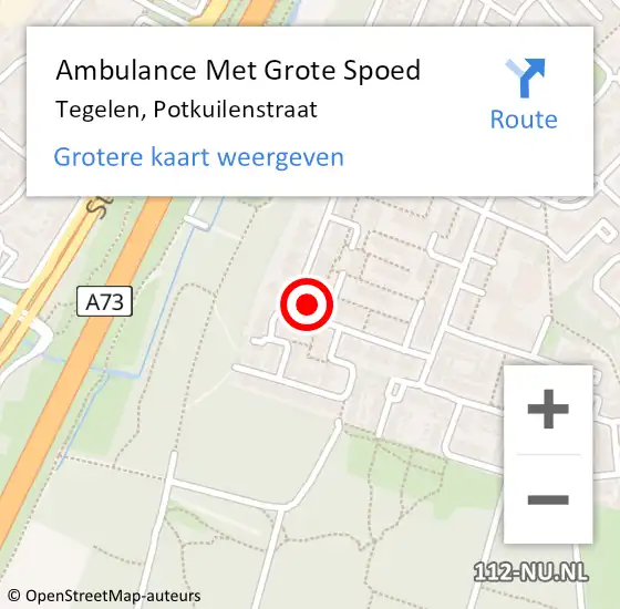 Locatie op kaart van de 112 melding: Ambulance Met Grote Spoed Naar Tegelen, Potkuilenstraat op 2 november 2017 11:54