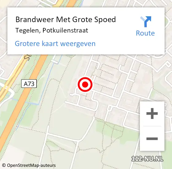 Locatie op kaart van de 112 melding: Brandweer Met Grote Spoed Naar Tegelen, Potkuilenstraat op 2 november 2017 11:54