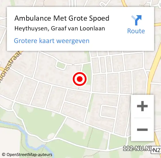 Locatie op kaart van de 112 melding: Ambulance Met Grote Spoed Naar Heythuysen, Graaf Van Loonlaan op 2 november 2017 11:59