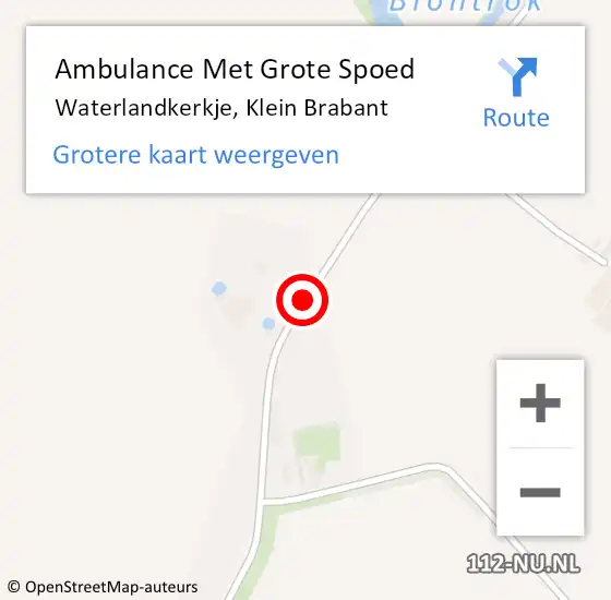 Locatie op kaart van de 112 melding: Ambulance Met Grote Spoed Naar Waterlandkerkje, Klein Brabant op 2 november 2017 12:11