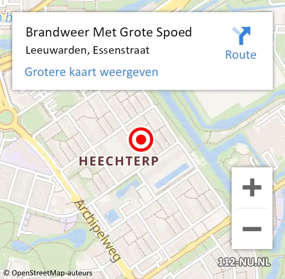 Locatie op kaart van de 112 melding: Brandweer Met Grote Spoed Naar Leeuwarden, Essenstraat op 2 november 2017 12:27