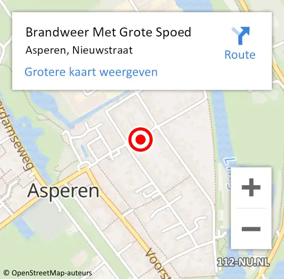 Locatie op kaart van de 112 melding: Brandweer Met Grote Spoed Naar Asperen, Nieuwstraat op 2 november 2017 12:41