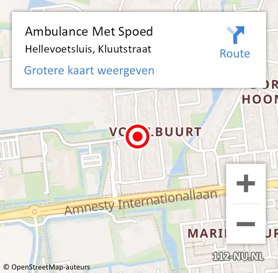 Locatie op kaart van de 112 melding: Ambulance Met Spoed Naar Hellevoetsluis, Kluutstraat op 2 november 2017 13:37