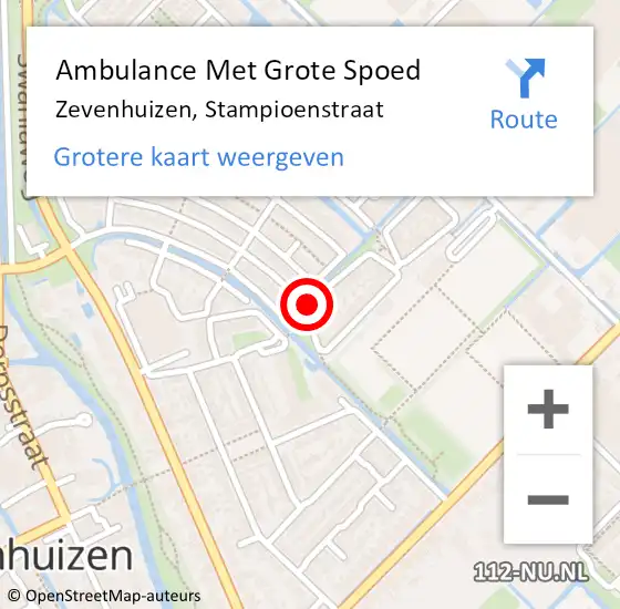 Locatie op kaart van de 112 melding: Ambulance Met Grote Spoed Naar Zevenhuizen, Stampioenstraat op 2 november 2017 14:04