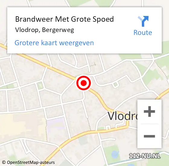 Locatie op kaart van de 112 melding: Brandweer Met Grote Spoed Naar Vlodrop, Bergerweg op 2 november 2017 14:20