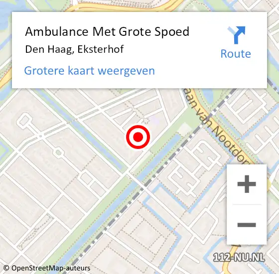 Locatie op kaart van de 112 melding: Ambulance Met Grote Spoed Naar Den Haag, Eksterhof op 2 november 2017 14:49