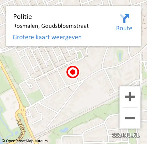 Locatie op kaart van de 112 melding: Politie Rosmalen, Goudsbloemstraat op 2 november 2017 14:54