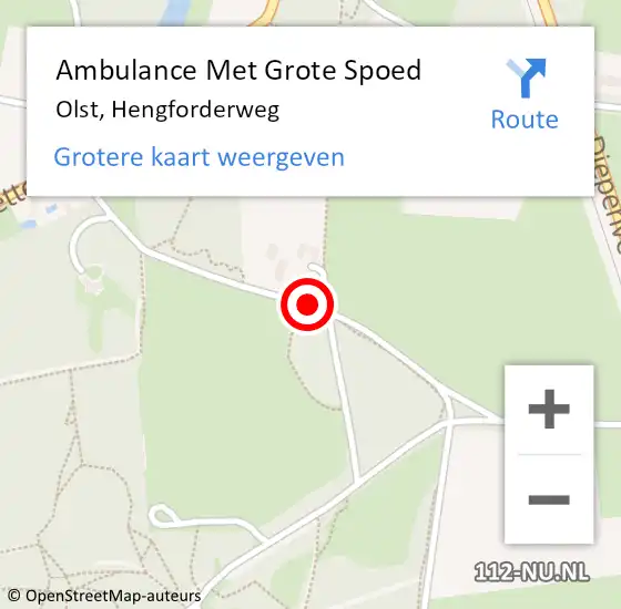 Locatie op kaart van de 112 melding: Ambulance Met Grote Spoed Naar Olst, Hengforderweg op 2 november 2017 16:03