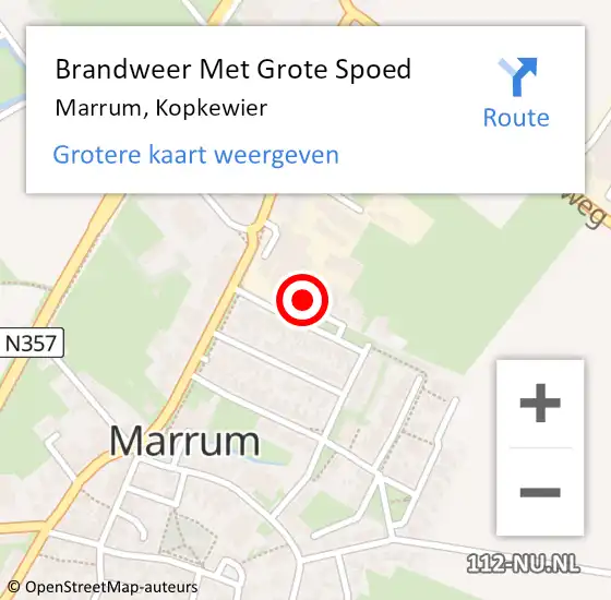 Locatie op kaart van de 112 melding: Brandweer Met Grote Spoed Naar Marrum, Kopkewier op 2 november 2017 16:21