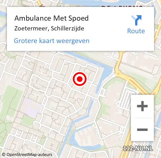 Locatie op kaart van de 112 melding: Ambulance Met Spoed Naar Zoetermeer, Schillerzijde op 2 november 2017 16:47