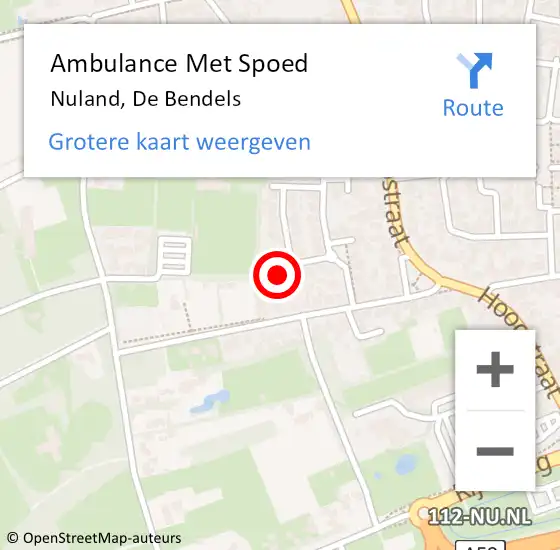 Locatie op kaart van de 112 melding: Ambulance Met Spoed Naar Nuland, De Bendels op 2 november 2017 17:24