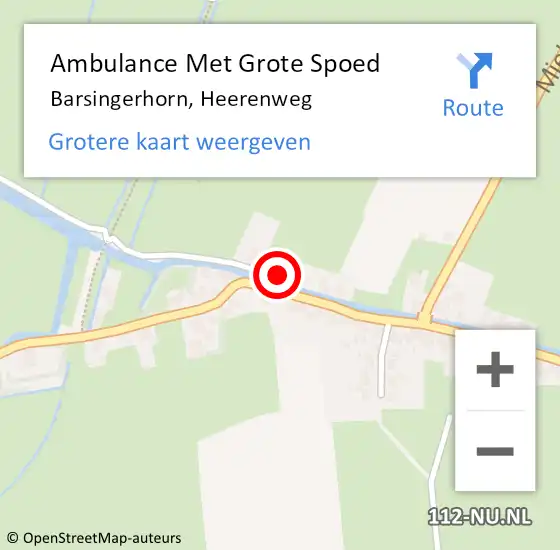 Locatie op kaart van de 112 melding: Ambulance Met Grote Spoed Naar Barsingerhorn, Heerenweg op 2 november 2017 17:34