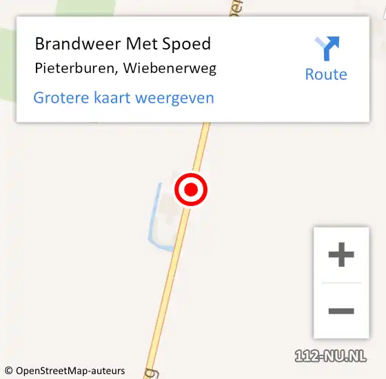 Locatie op kaart van de 112 melding: Brandweer Met Spoed Naar Pieterburen, Wiebenerweg op 2 november 2017 17:42