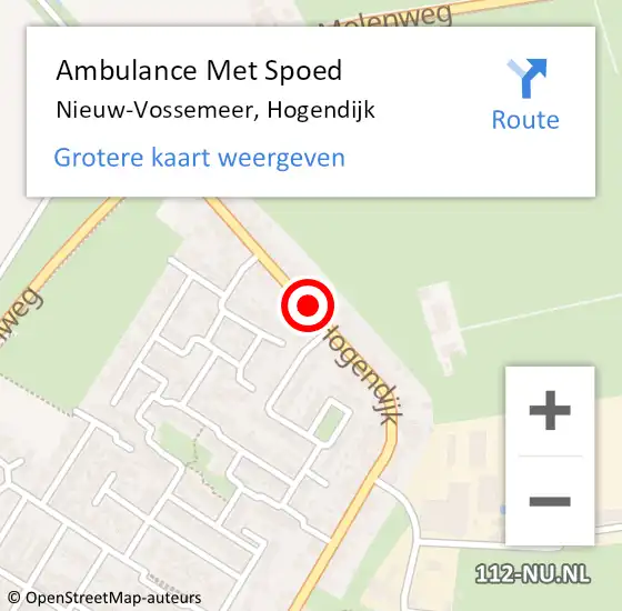 Locatie op kaart van de 112 melding: Ambulance Met Spoed Naar Nieuw-Vossemeer, Hogendijk op 2 november 2017 18:00